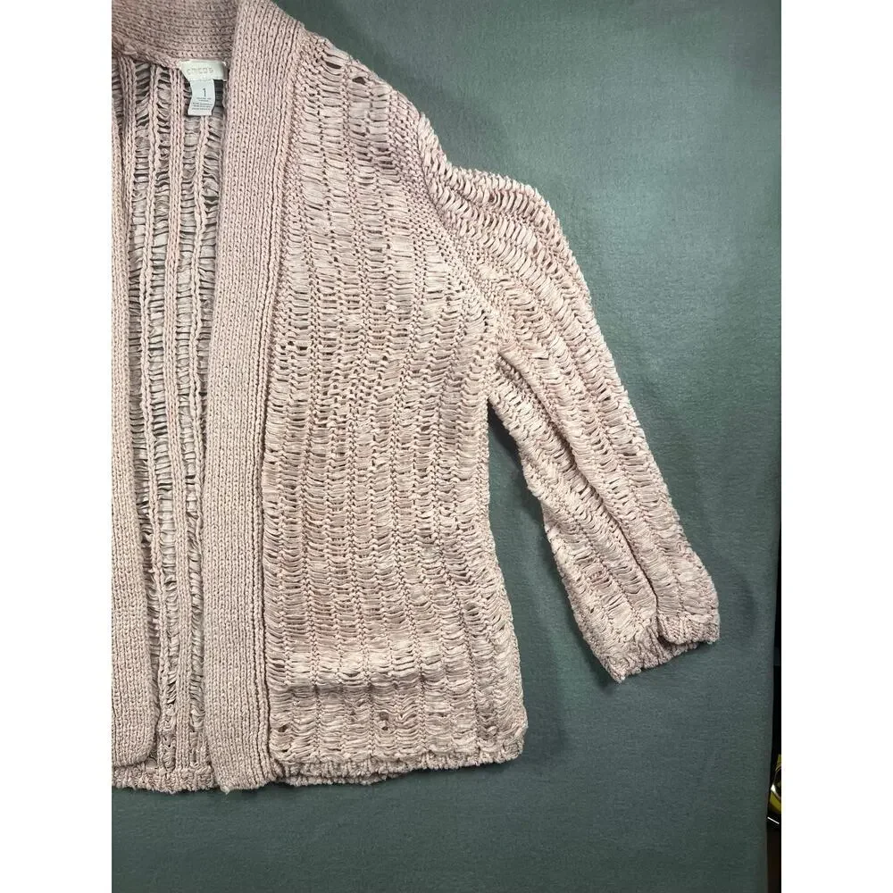 Chico's Moonlight Mauve Jenna Cardigan Sweater Women's Size 1 XXS Elegance